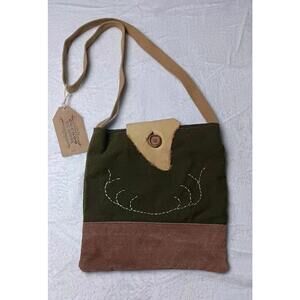 NWT! Cuckoo Reconstructed Leather Saddle Bag Purse Shoulder Strap Natural Colors